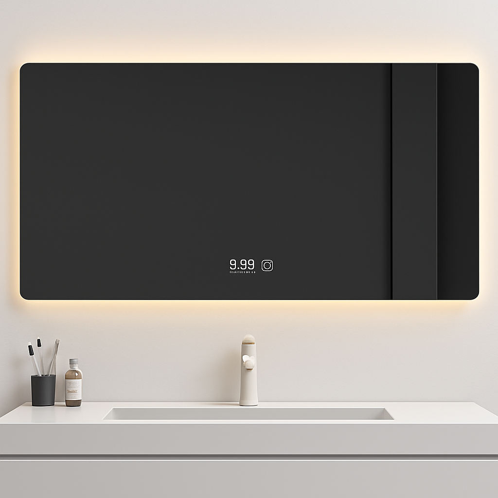 Rectangular intelligent mirror with led light touch screen - view 2