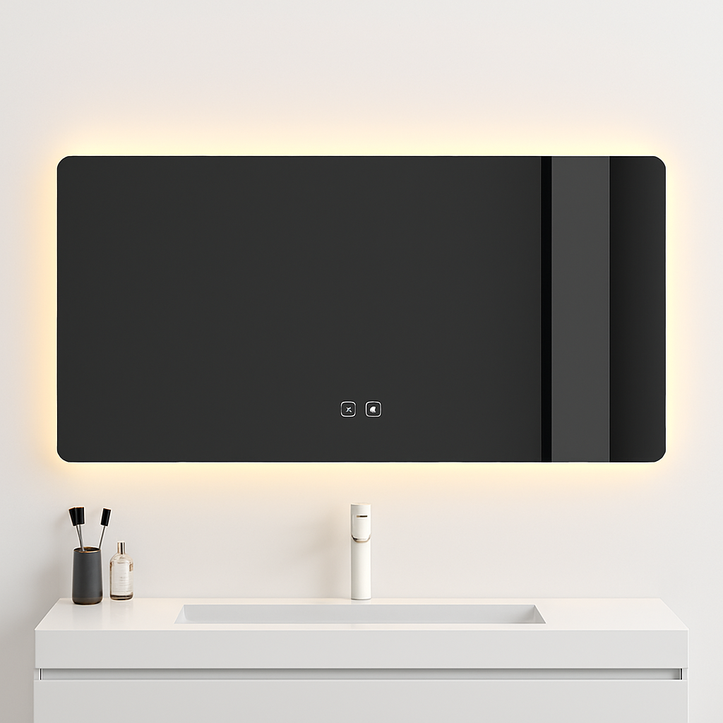Rectangular intelligent mirror with led light touch screen - 40x60cm