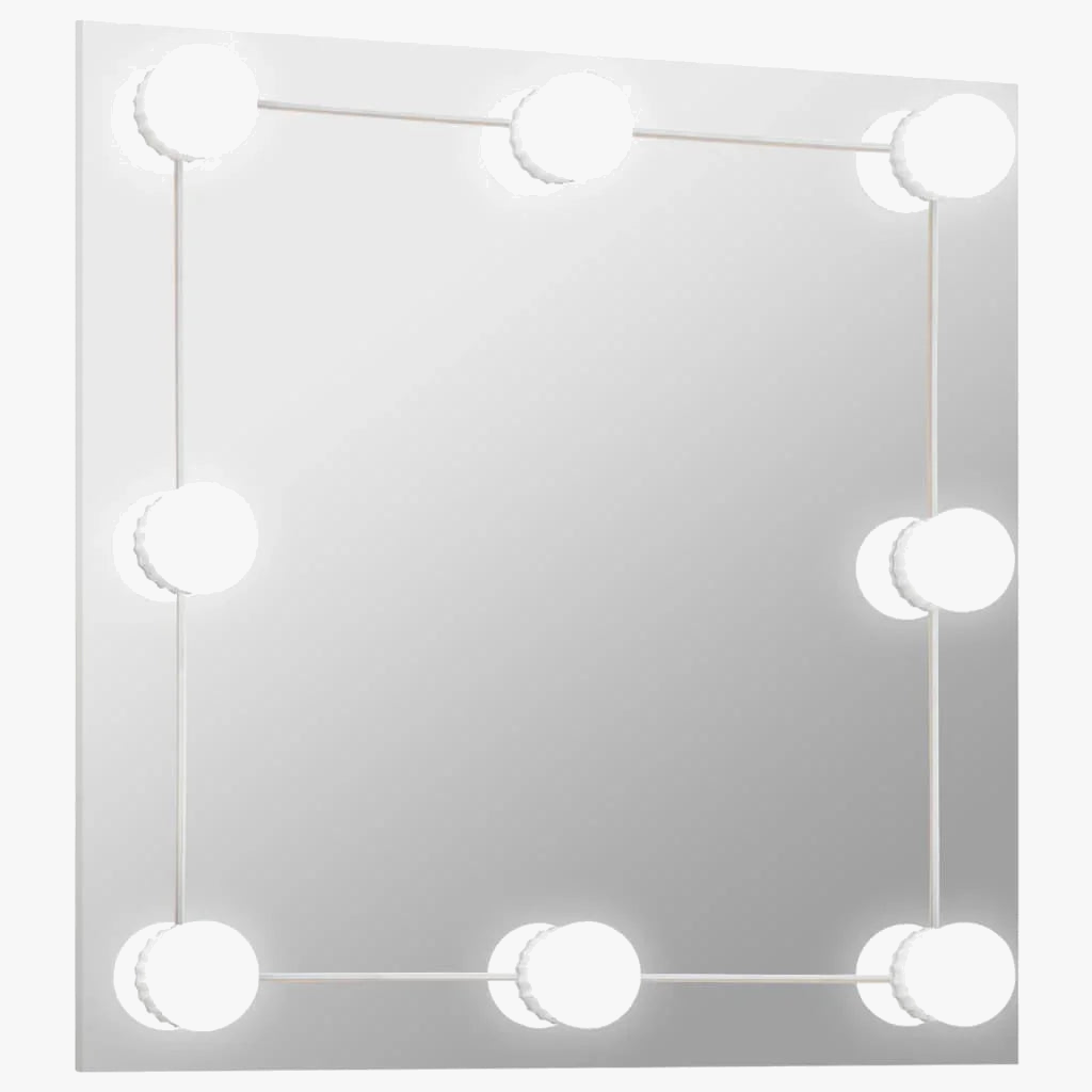 Wall mirror with decorative led glass square lighting - view 2