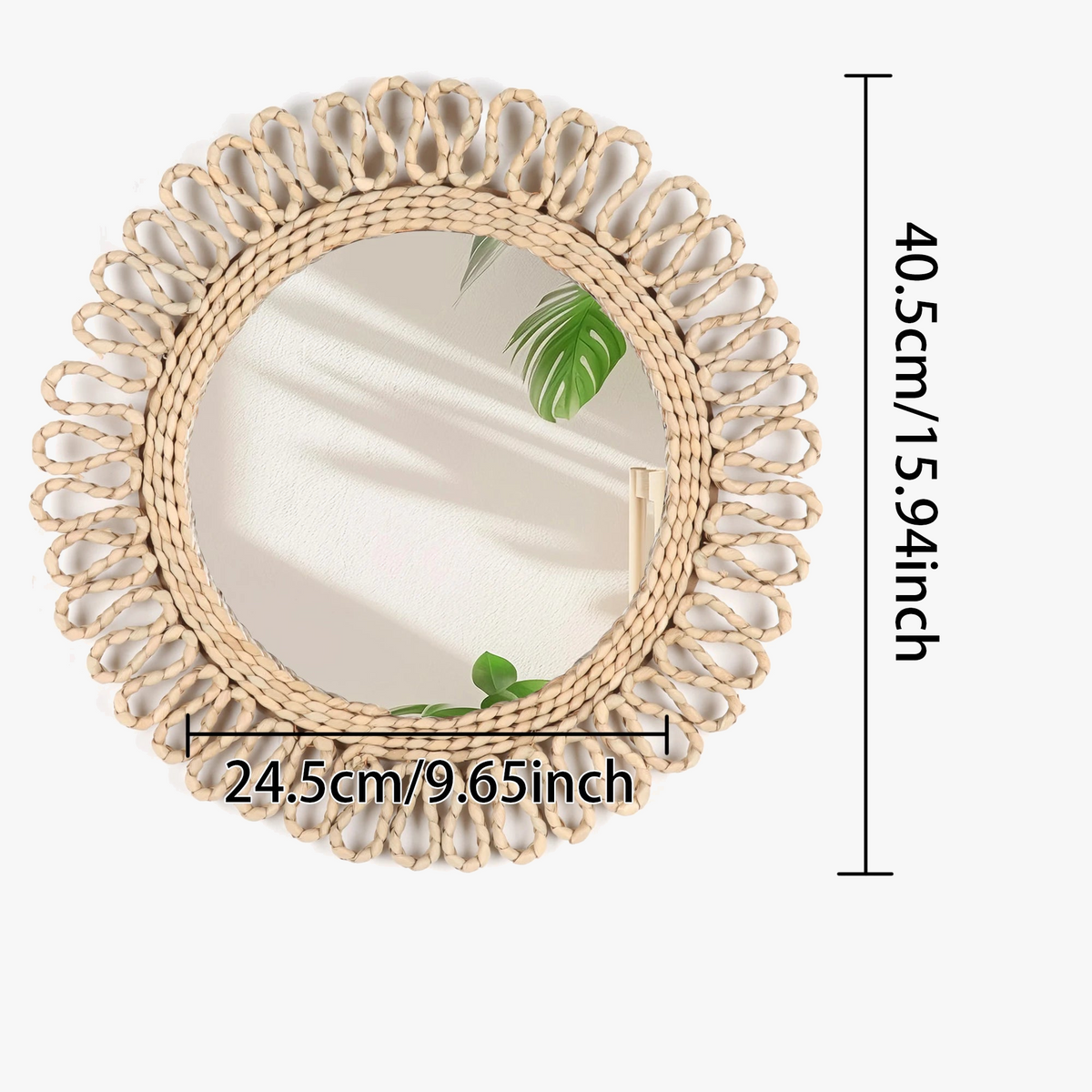 Circular wall mirror bohemian woven for interior decoration - view 5