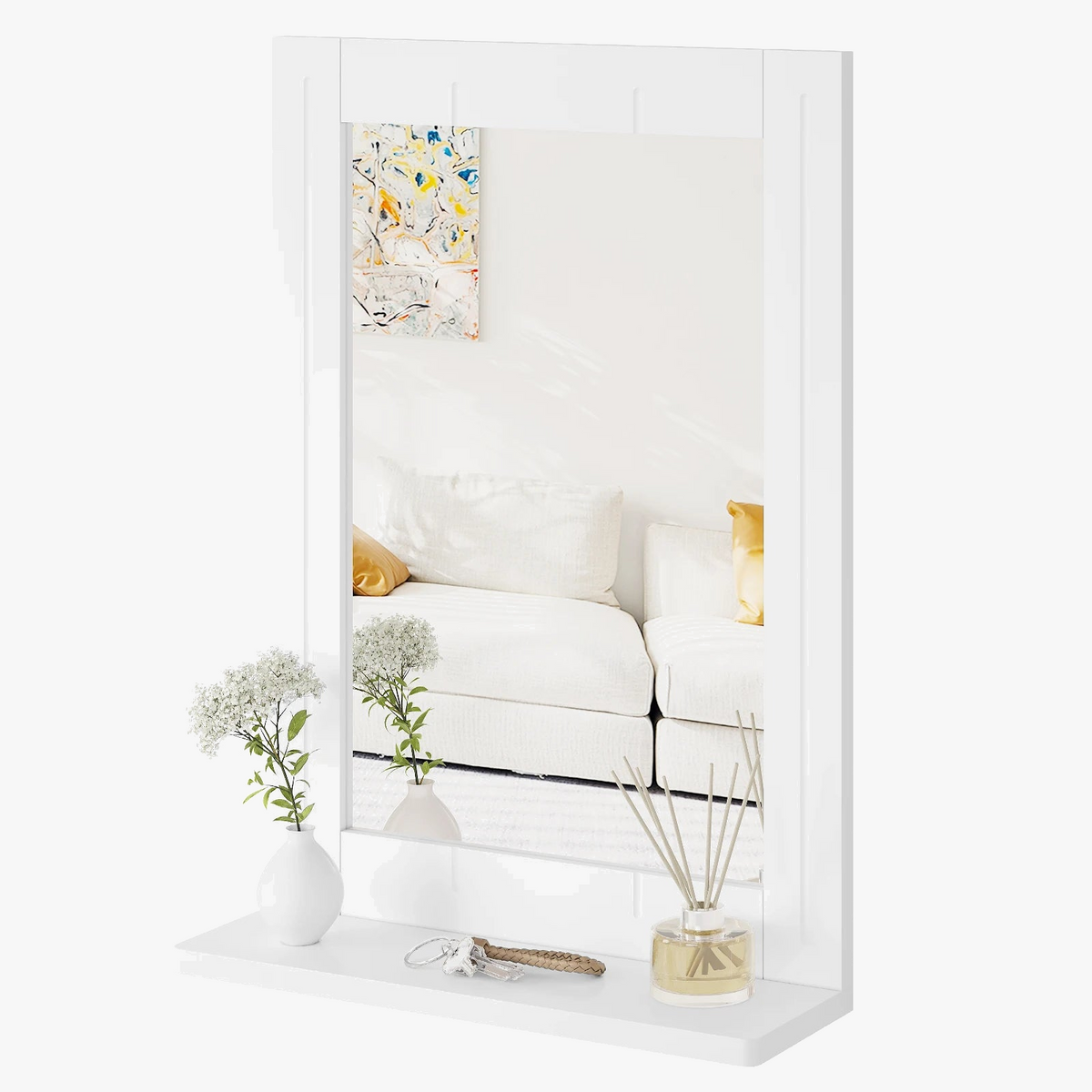 Modern wall mirror with shelf for elegant interior - view 2