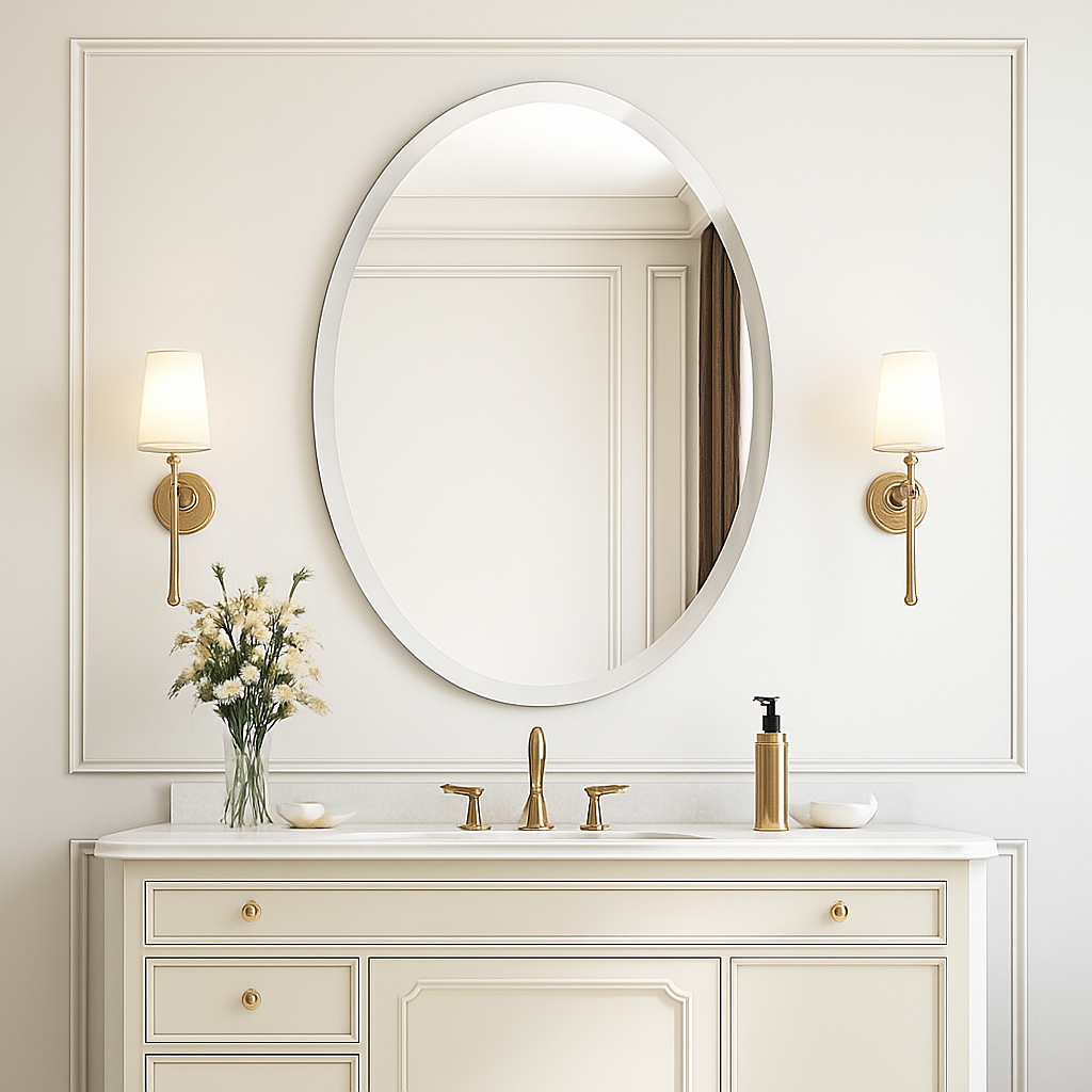 Oval wall mirror without high definition frame with bevelled silver edge - view 5