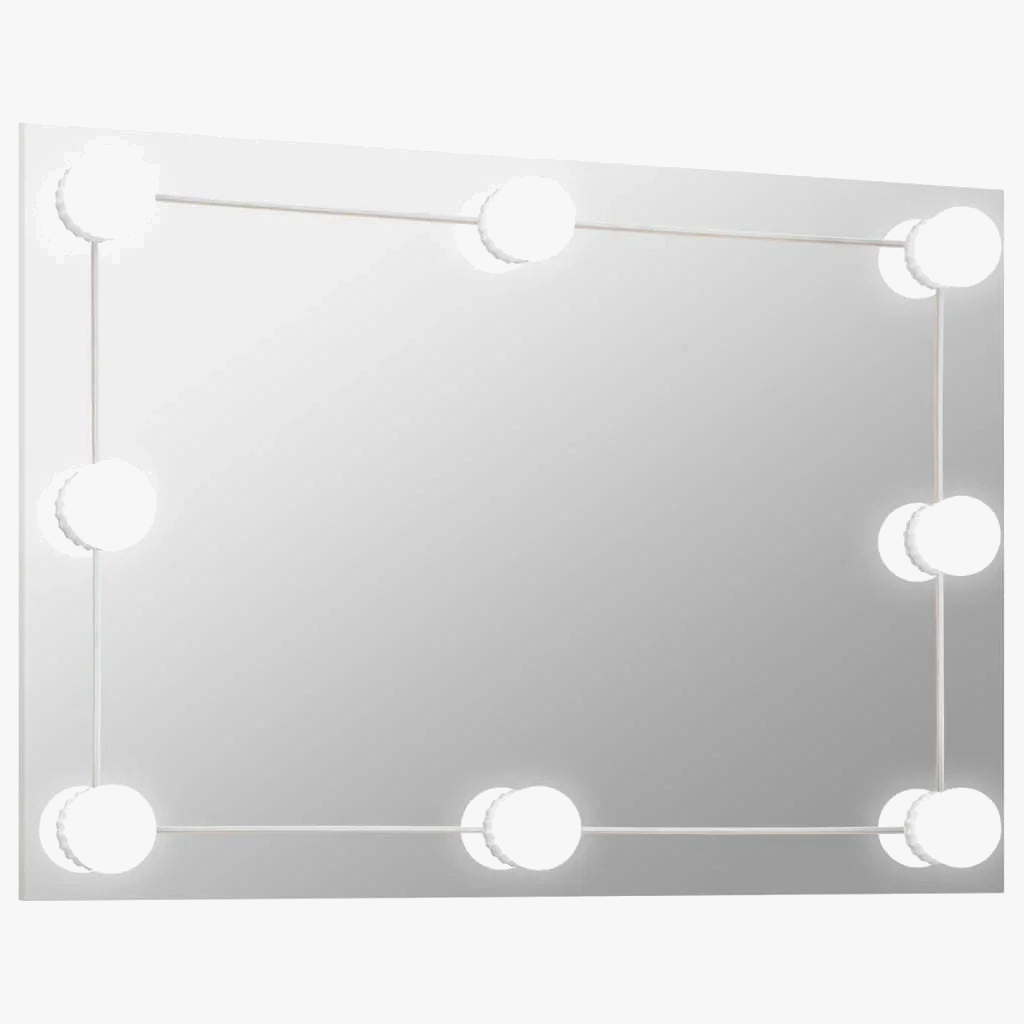 Rectangular wall mirror with decorative led lights for interior