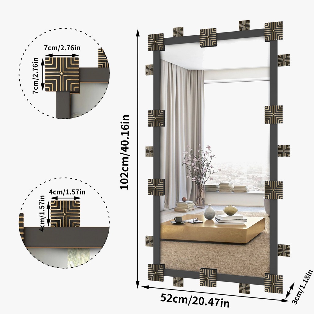Vintage rectangular wall mirror with industrial metal frame - view 5
