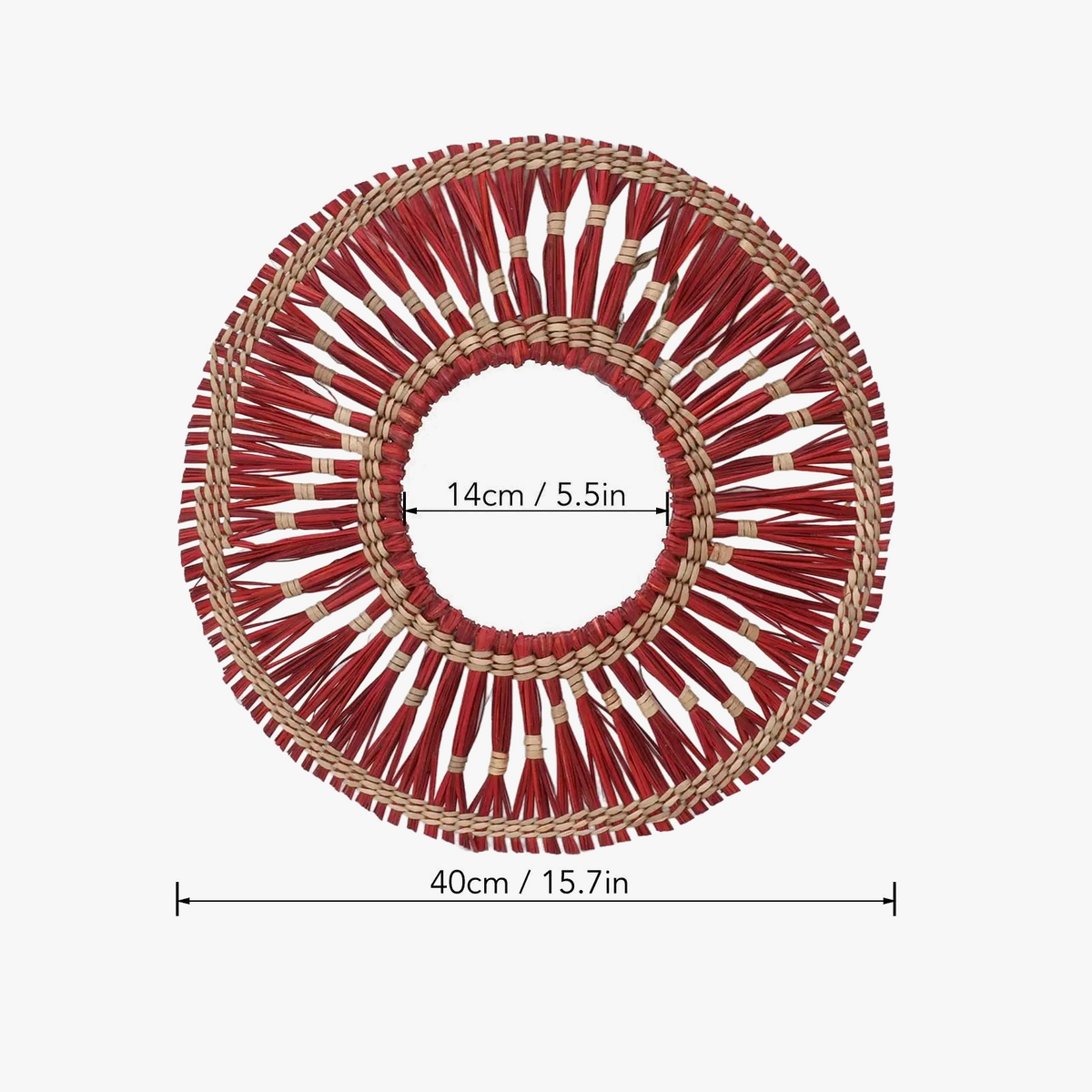 Round wall mirror in elegant and light woven sea-strip - view 5