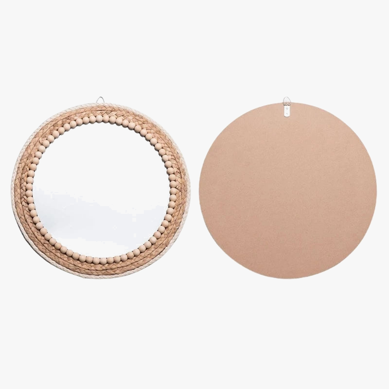 Round wall mirror in rattan style bohemian elegant wall decoration - view 4