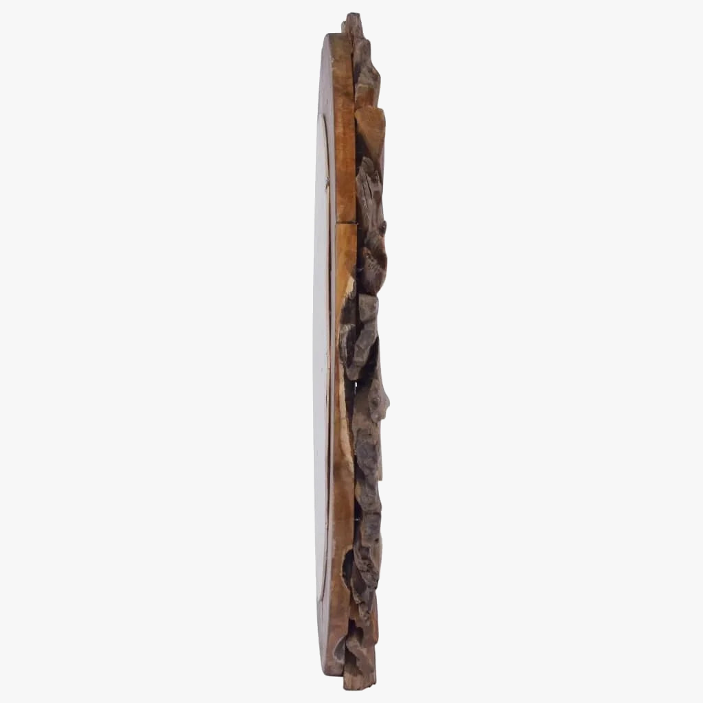 Round Teak Wall Mirror 60 cm for Scandinavian Interiors - view 3