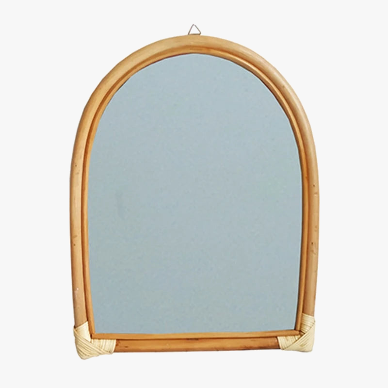 Wall mirror hanging rattan for practical makeup