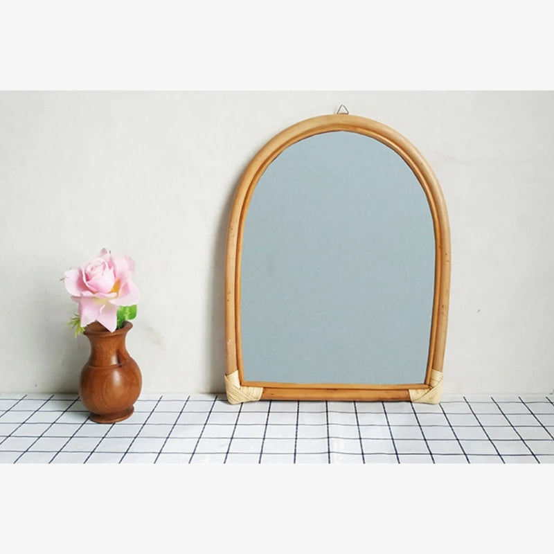 Wall mirror hanging rattan for practical makeup - view 2