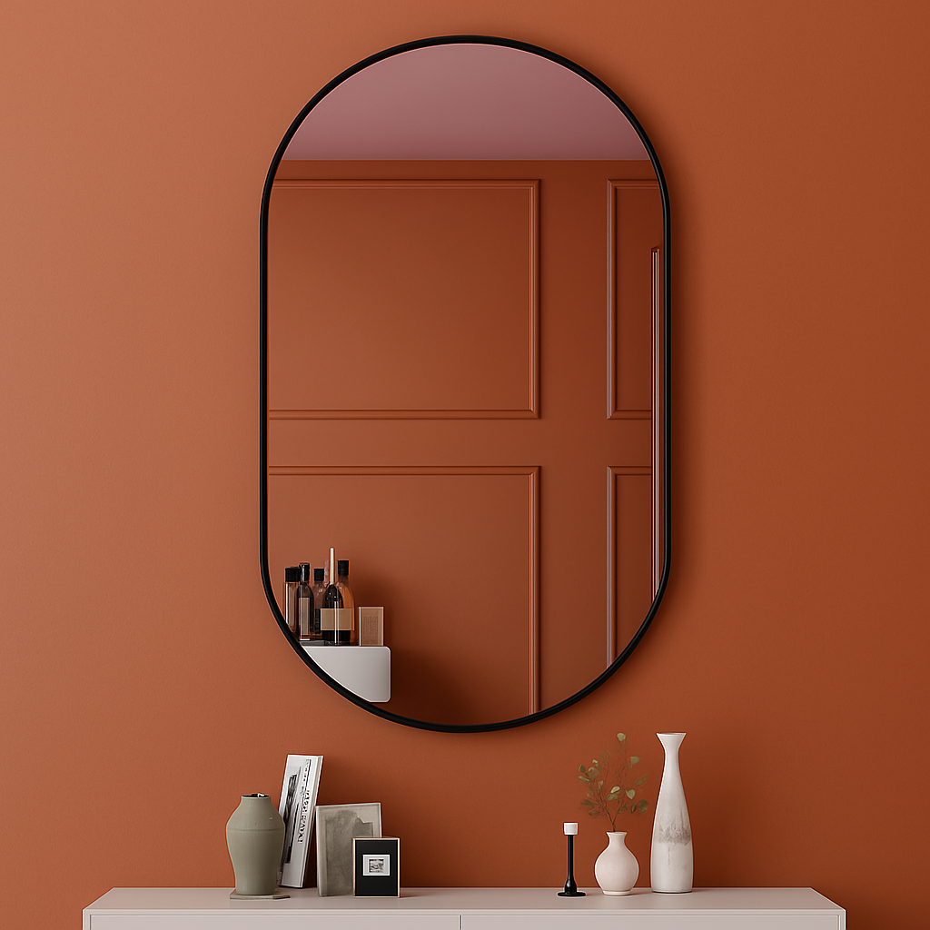 Wall-shaped oval mirror for bathroom and makeup - view 3