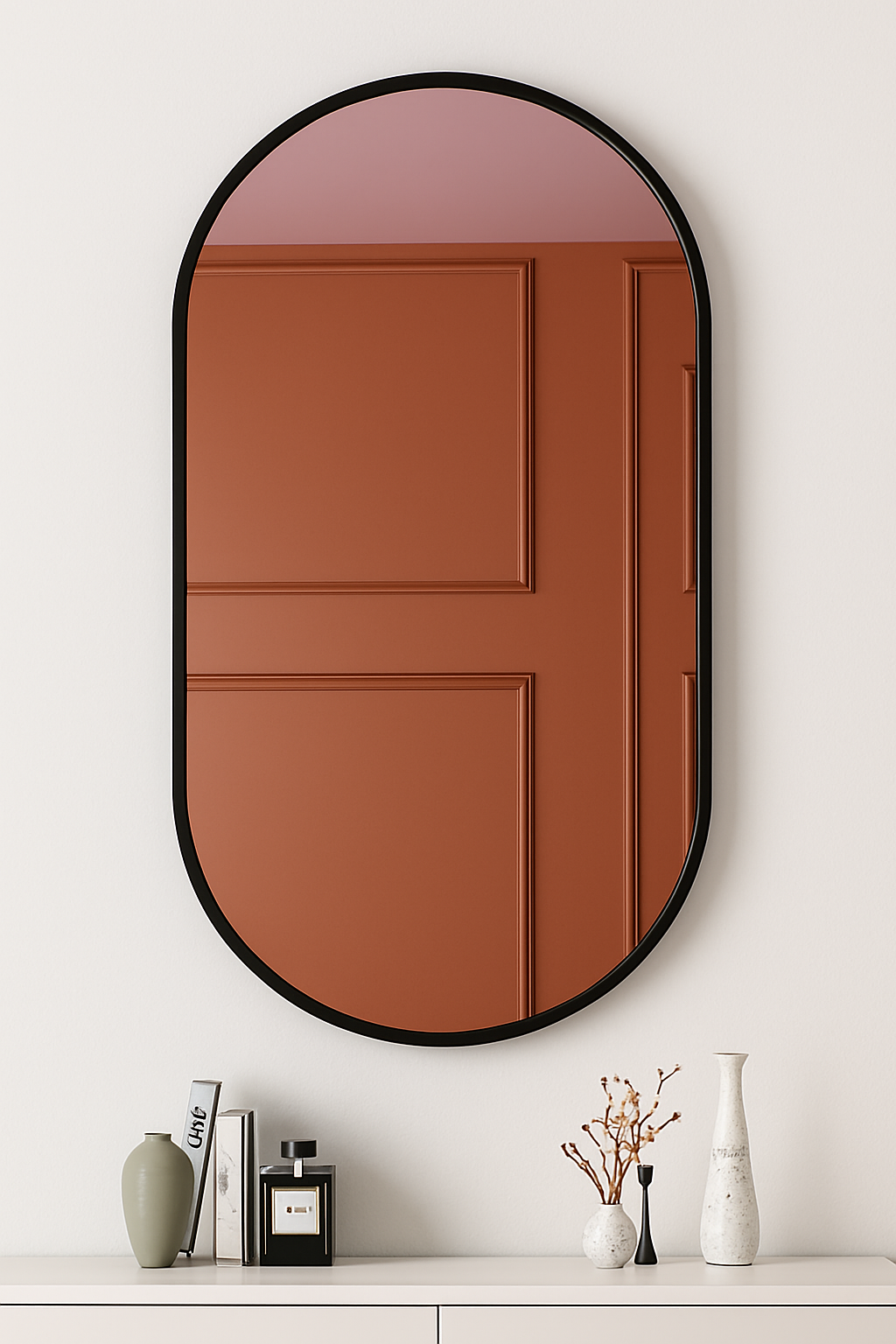 Wall-shaped oval mirror for bathroom and makeup - view 5