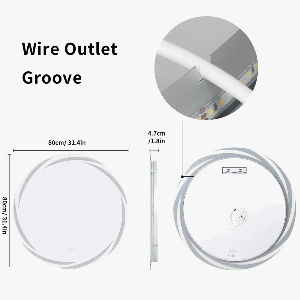 Circular backlit mirror with LED lighting - view 7
