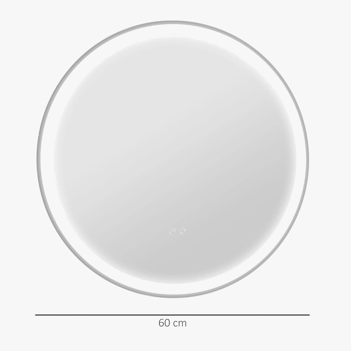 Round mirror with led lights adjustable anti-fog silver - view 2