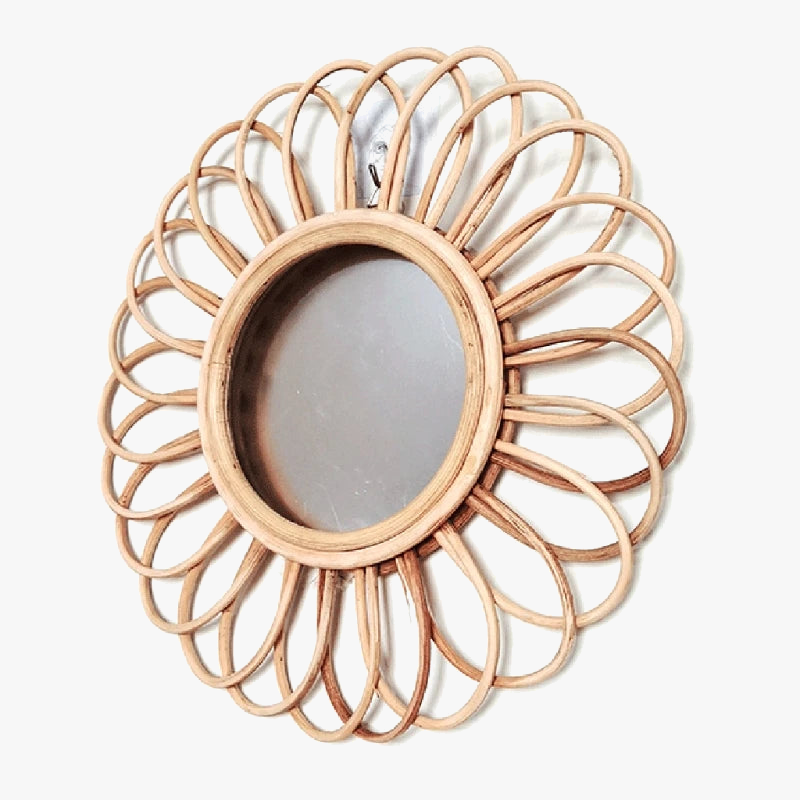 Round mirror in rattan artistic decoration wall innovative - view 5