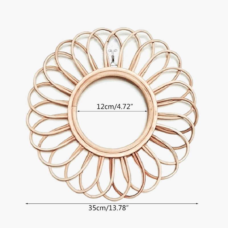 Round mirror in rattan artistic decoration wall innovative - view 6