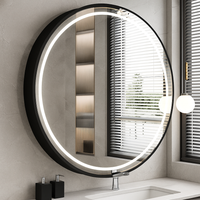 Round mirror light anti-fog variable intensity frame aluminum glass HD