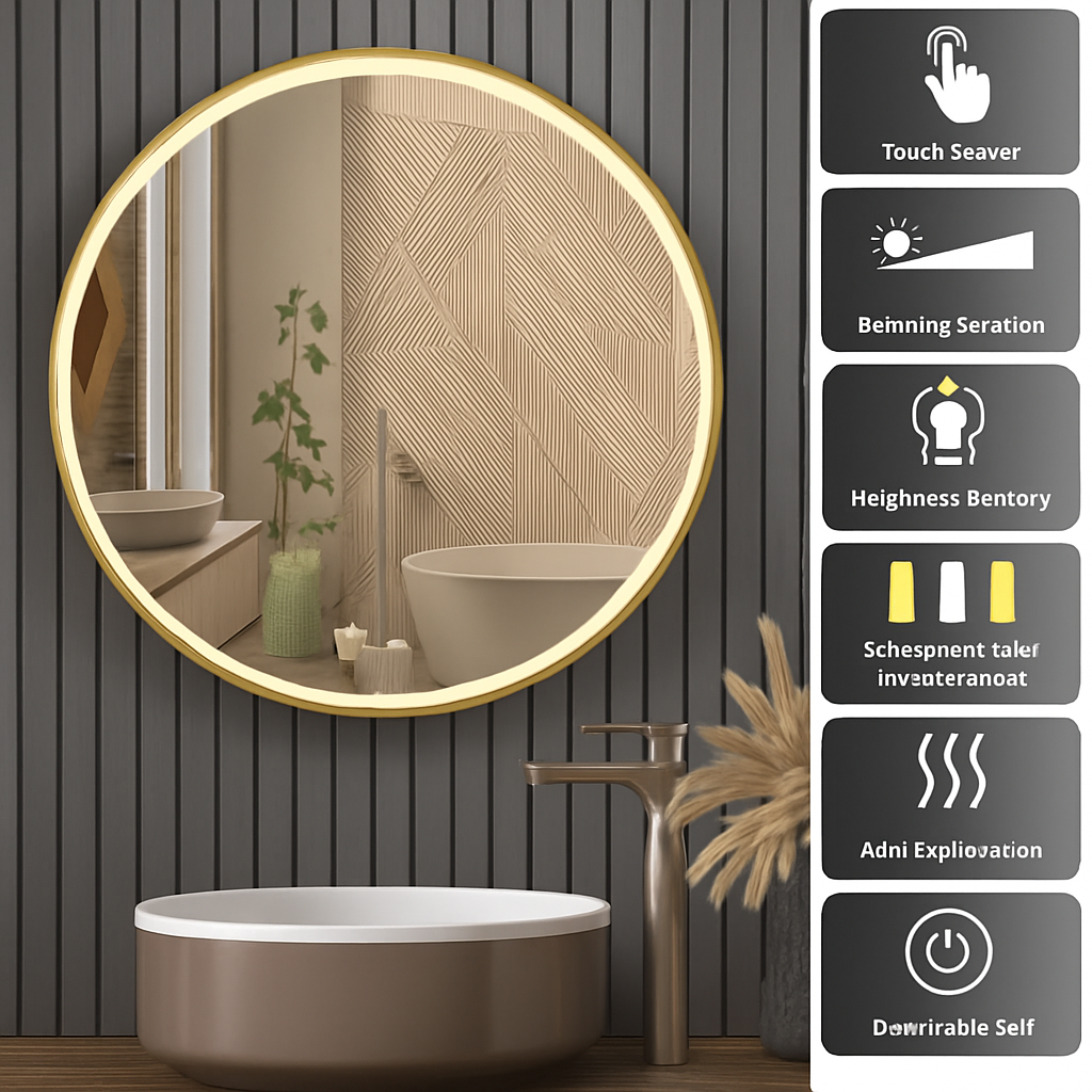 Round mirror light anti-fog variable intensity frame aluminum glass HD - view 4