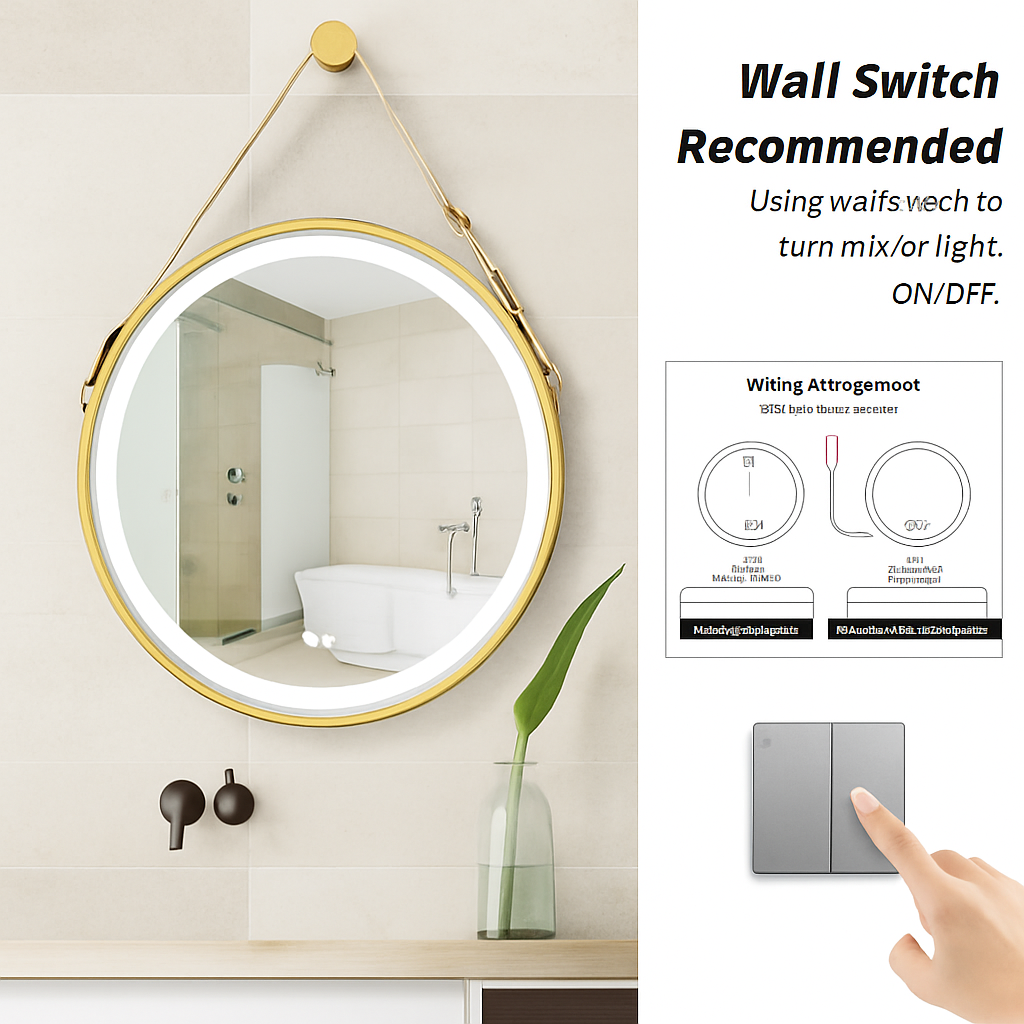 Round mirror light anti-fog variable intensity frame aluminum glass HD - view 5