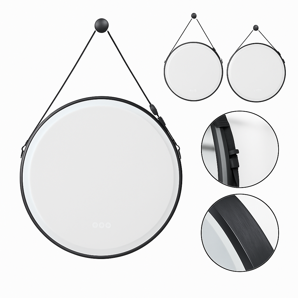 Round mirror light anti-fog variable intensity frame aluminum glass HD - view 6
