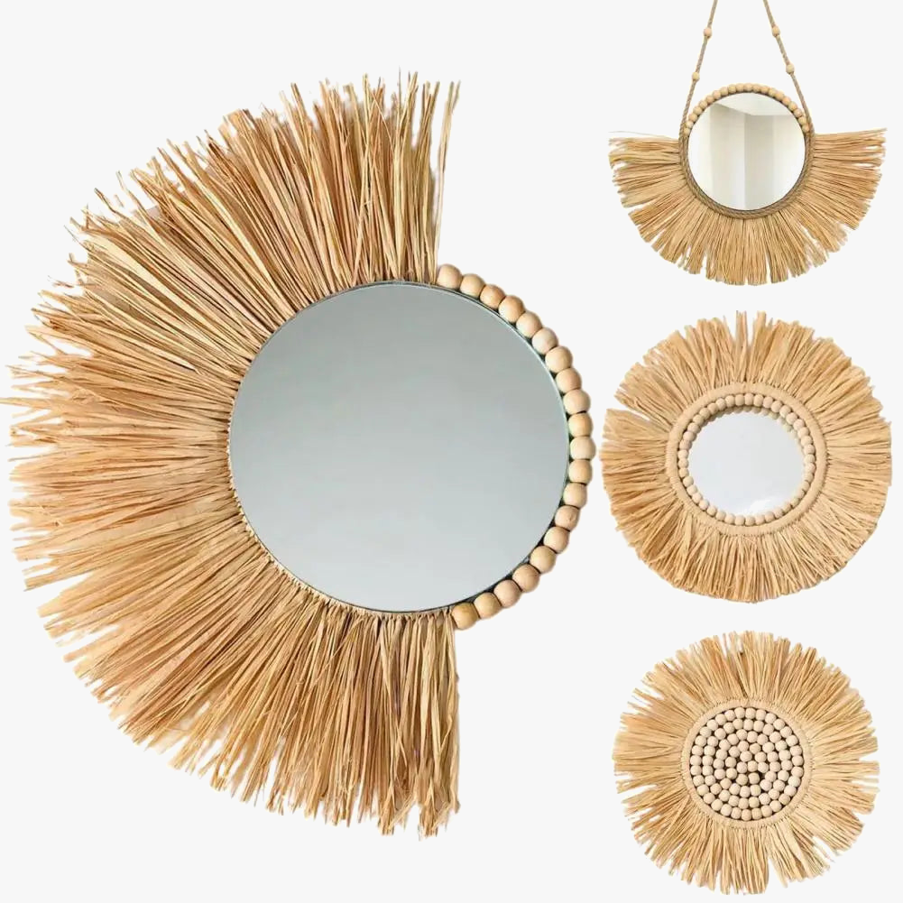 Hanging Acrylic Straw Mirror, Modern and Functional Design - view 5