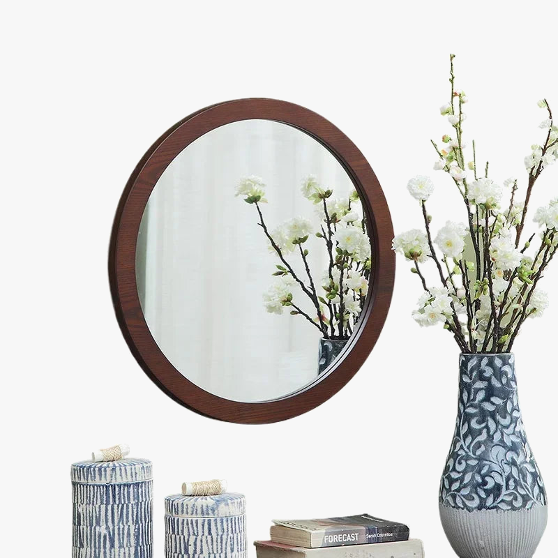 Vintage ash wood wall mirror for bathroom - view 6