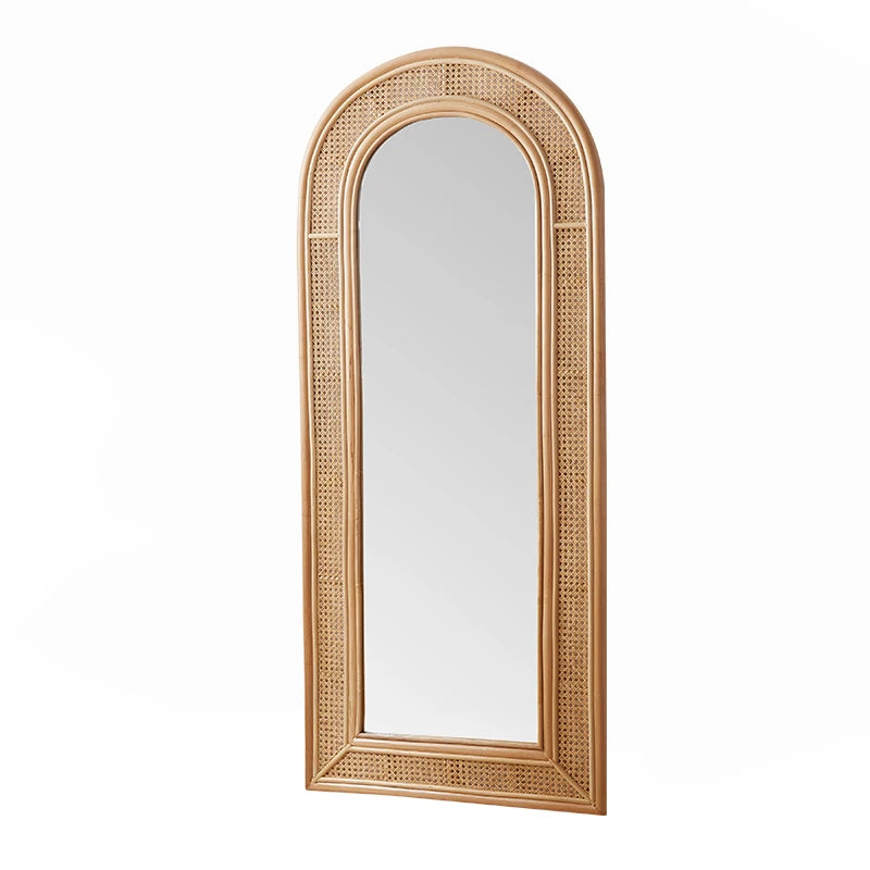 Full length vintage mirror in rattan for dressing