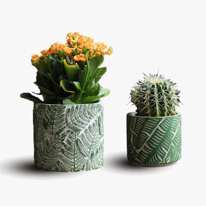 Silicone moulds for concrete flower pots foliage motifs - view 5