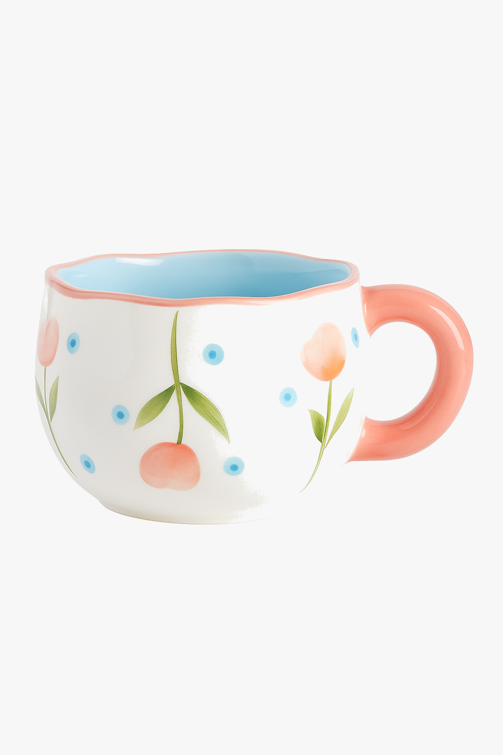 Irregular ceramic mug with hand-punctured core style