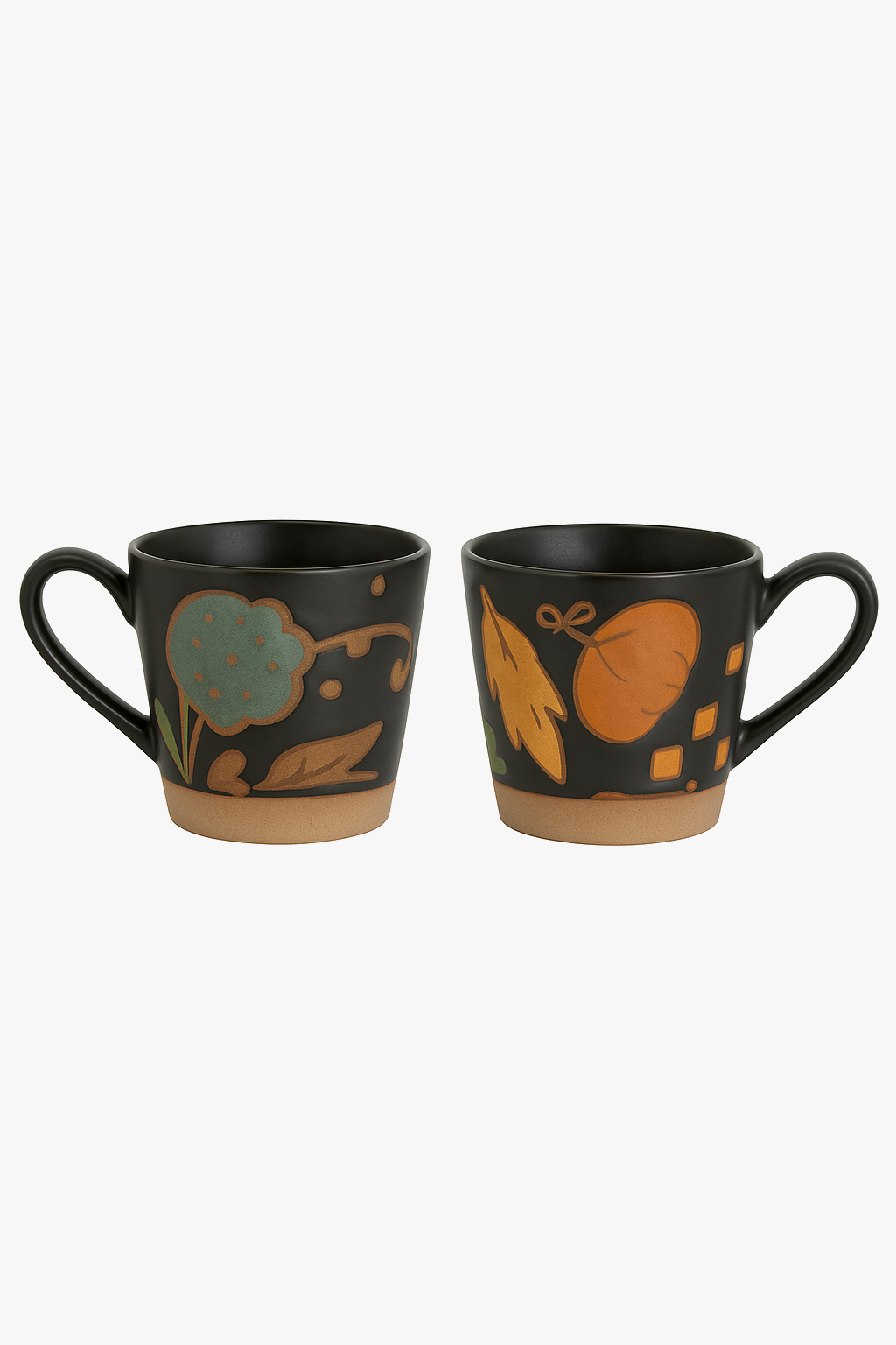 Ceramic mug retro floral pattern hand painted