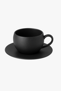 Ceramic Mug with Saucer, Volcanic Stone Texture, Style One