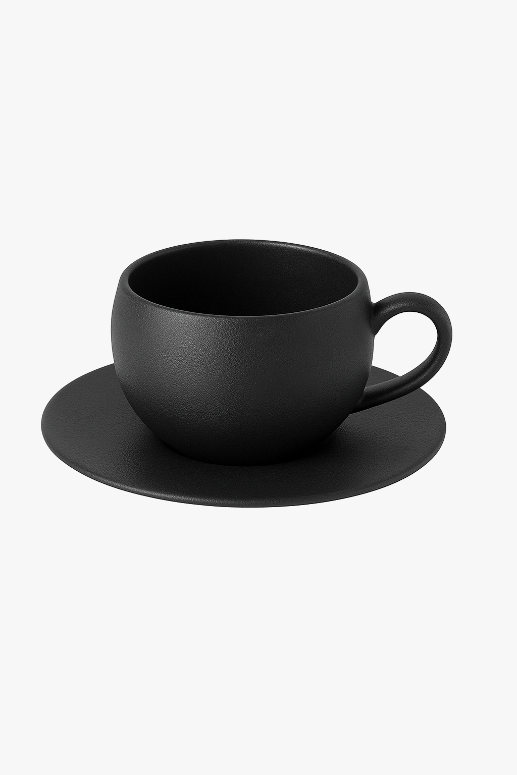 Ceramic Mug with Saucer, Volcanic Stone Texture, Style One