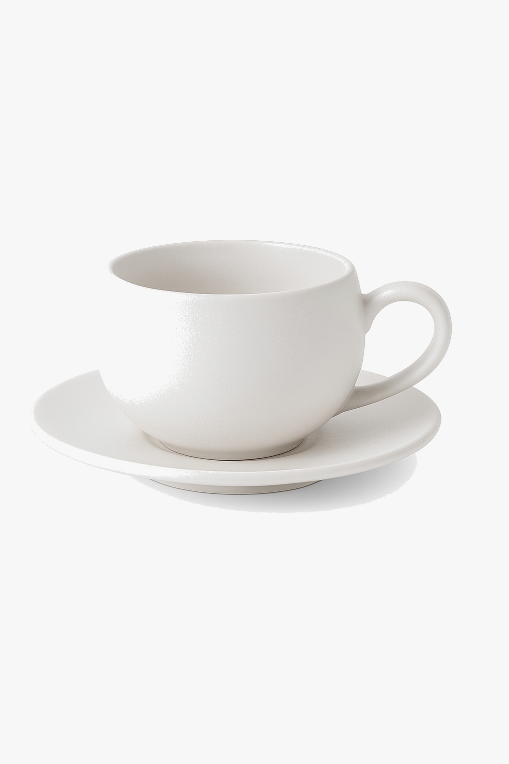 Ceramic mug volcanic stone style with minimalist saucer