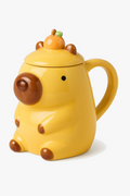 Mug capybara ceramic cartoon with large capacity lid