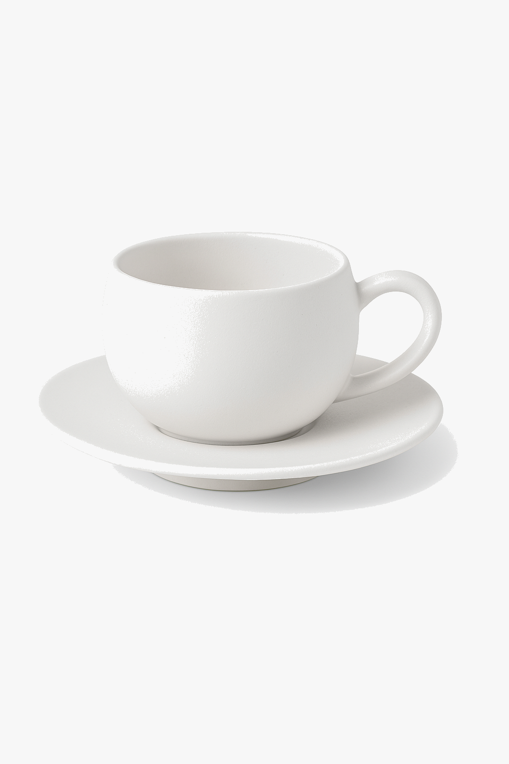 Ceramic Mug with Saucer, Volcanic Stone Texture in Deep Grey
