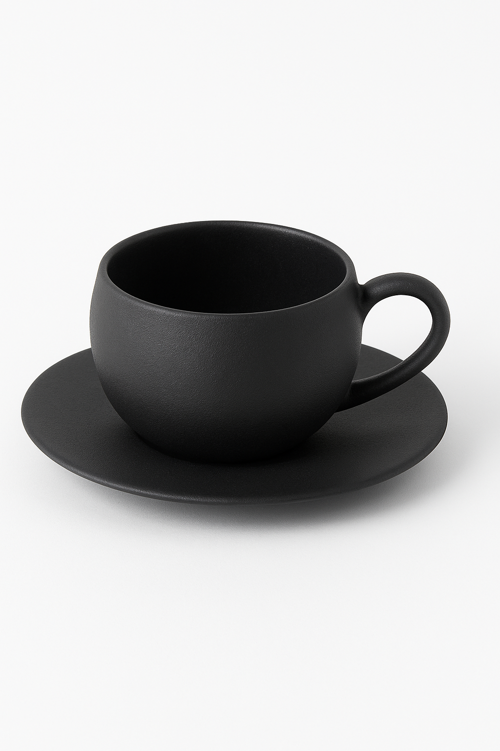 Ceramic Mug with Saucer, Volcanic Stone Texture, Style Two