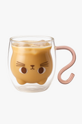 Cute Cat Design Double-Wall Glass Mug, 250ml