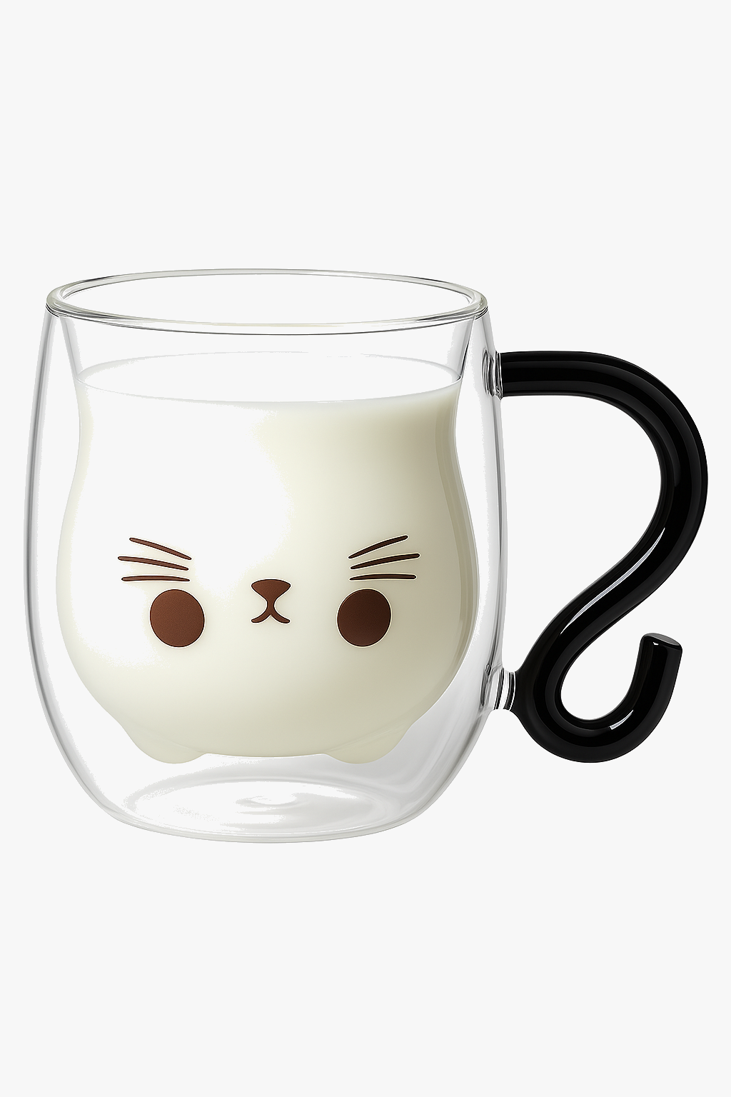 Cute Insulated Cat Double-Wall Glass Mug, 250ml