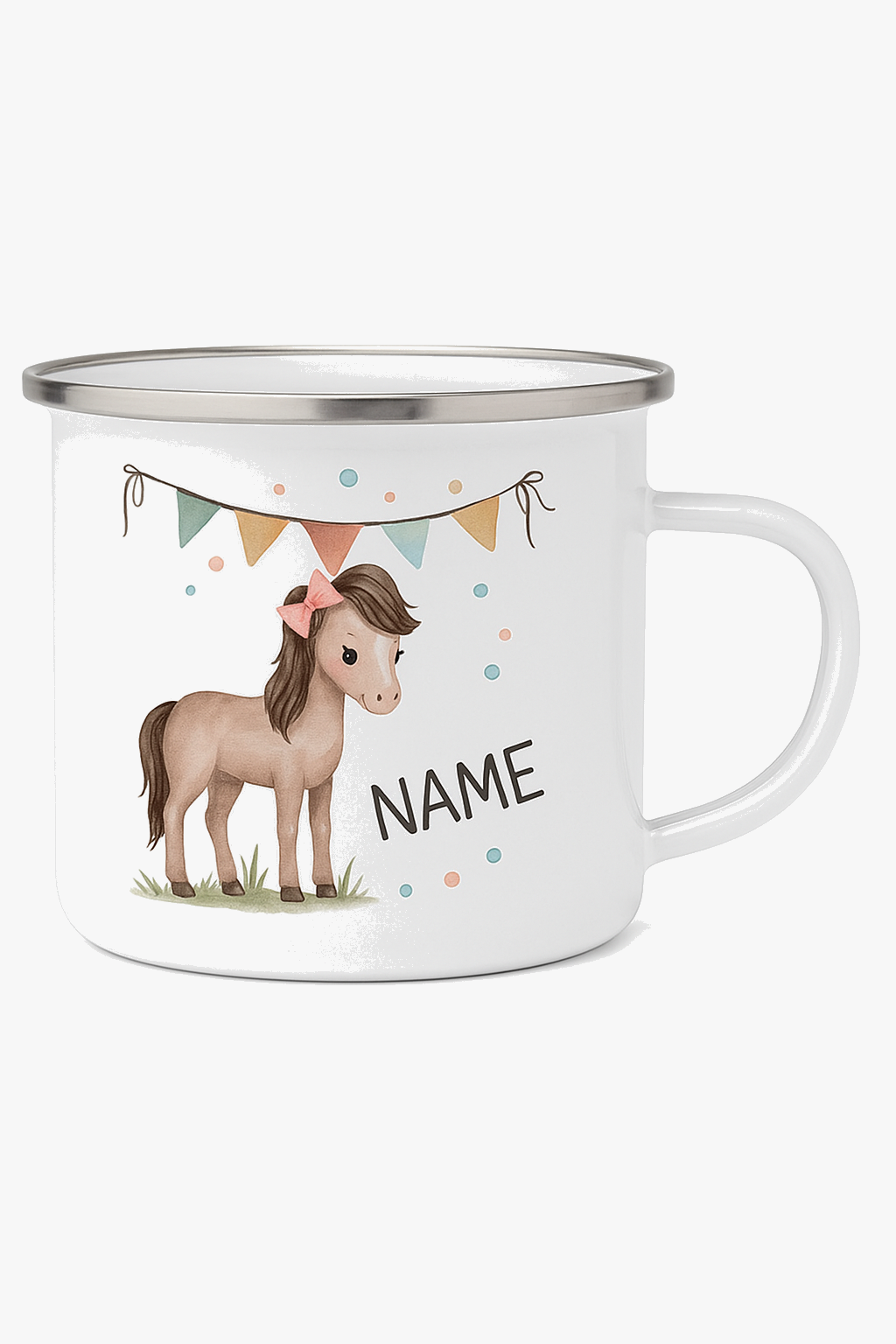 Custom child mug animal pattern in rose enamel