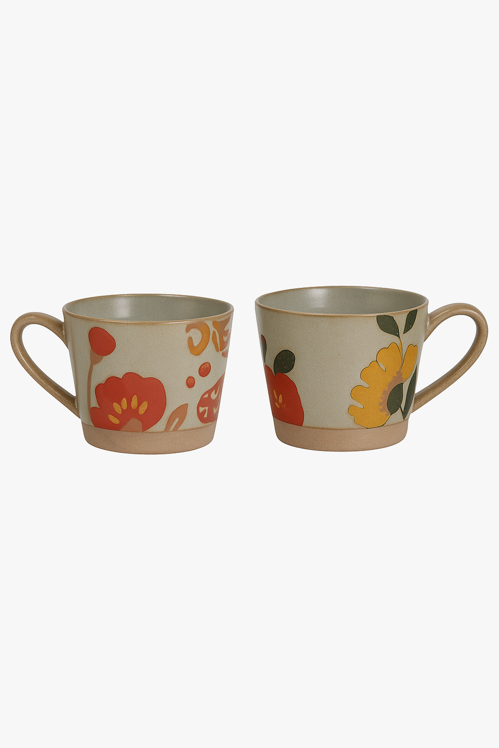 Retro Hand-Painted Floral Ceramic Mug, 401-500 ml Capacity