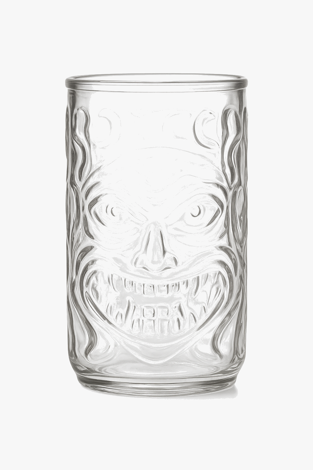 Tiki Mug in Transparent Glass with Staggered Elegant Relief