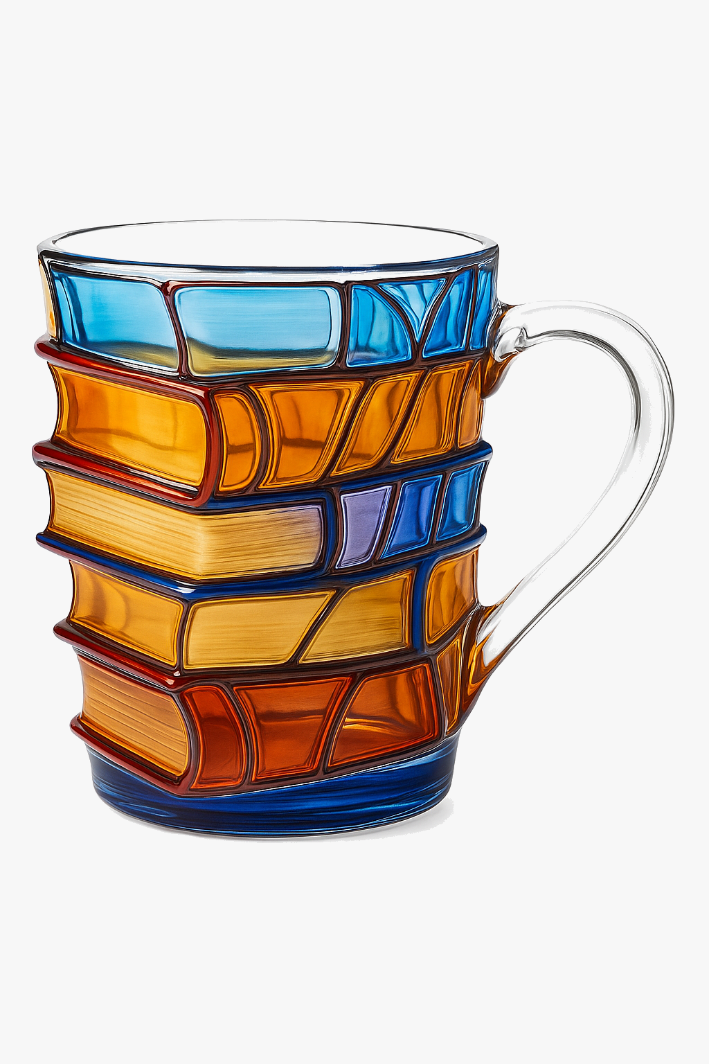 Mug glass effect stacked books 3d original