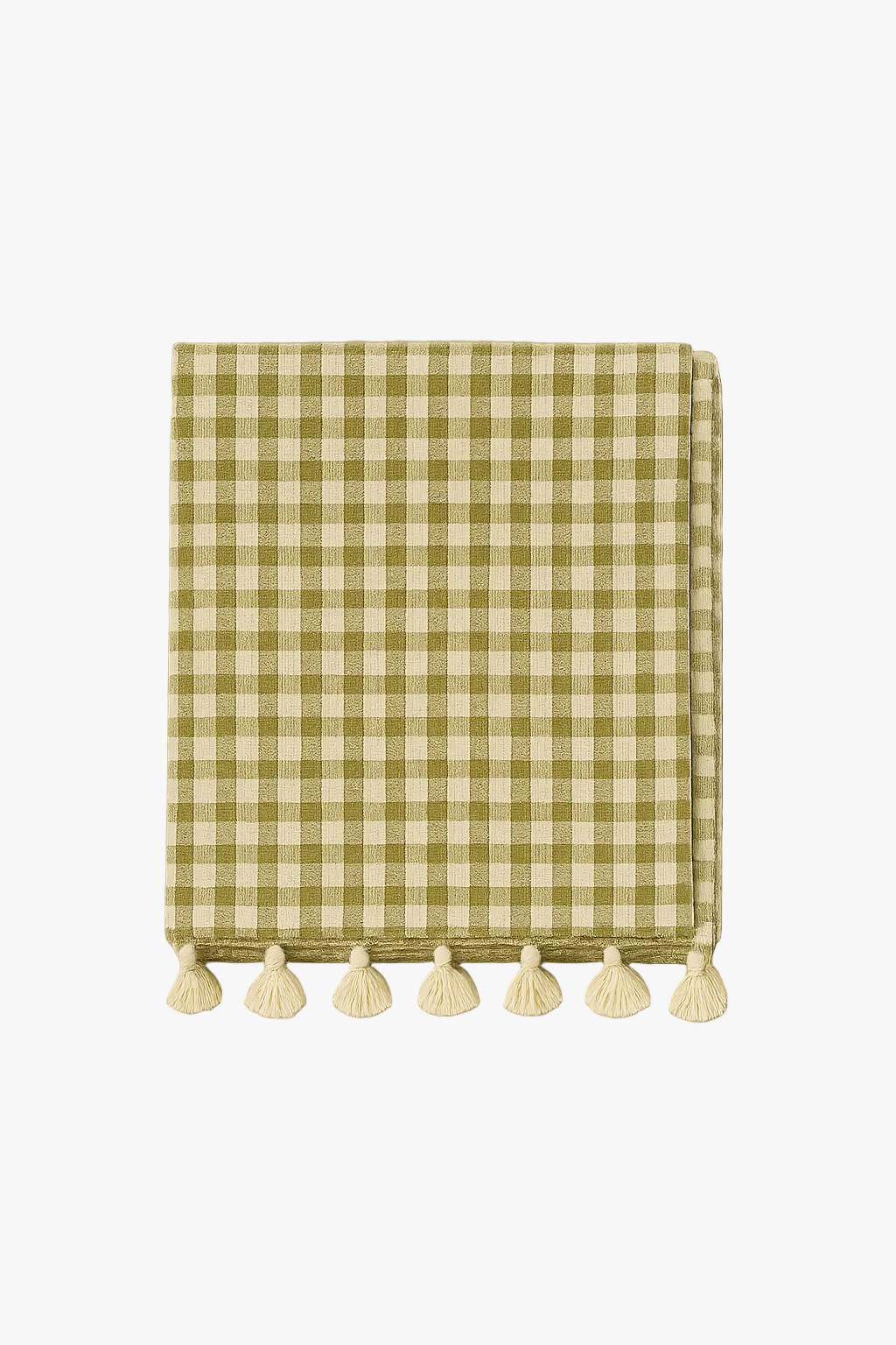 Country table with tiles with table decor pom-poms
