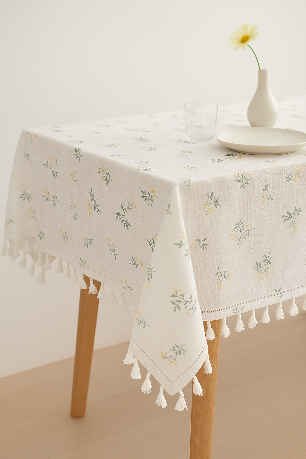 Tablecloth champetre dentelle marguerite pom-poms table cuisine maison - view 2