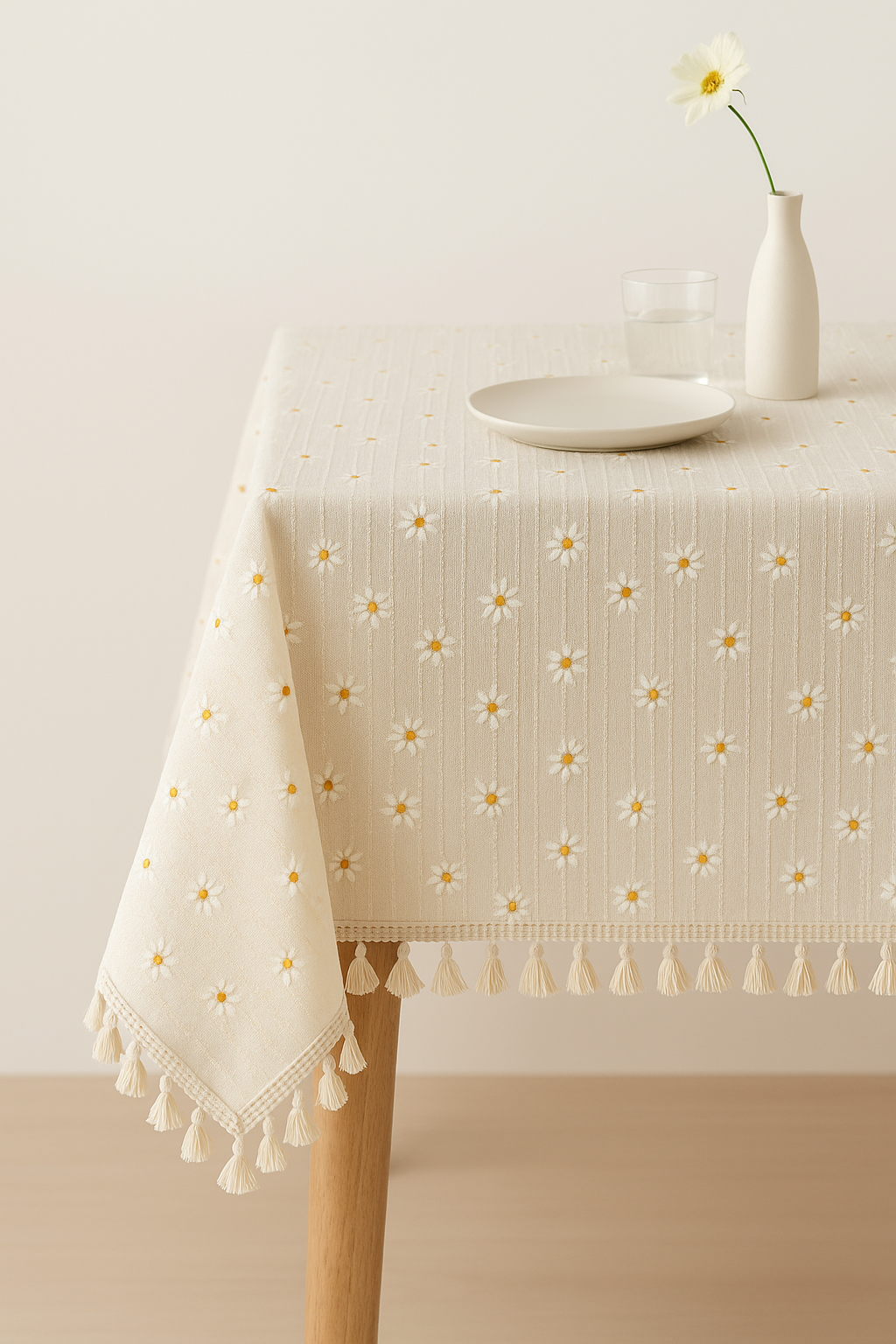 Cotton table top embroidered daisy Korean style kitchen table - view 2