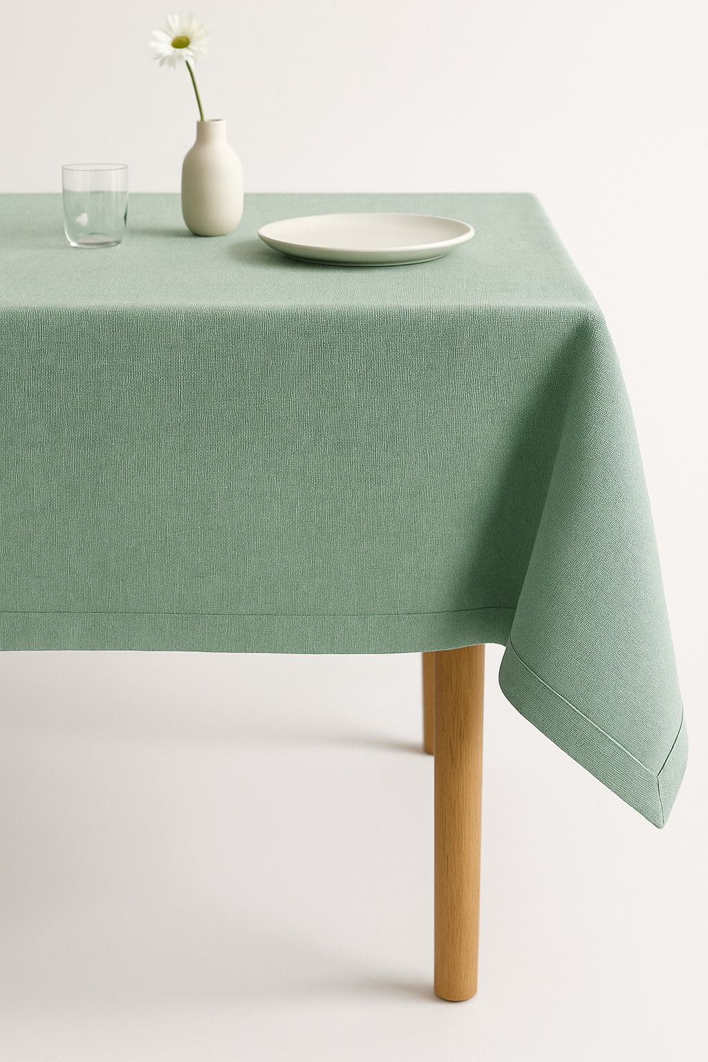 Cotton and Linen Waterproof Tablecloth, Plain Style, Style Two - view 2