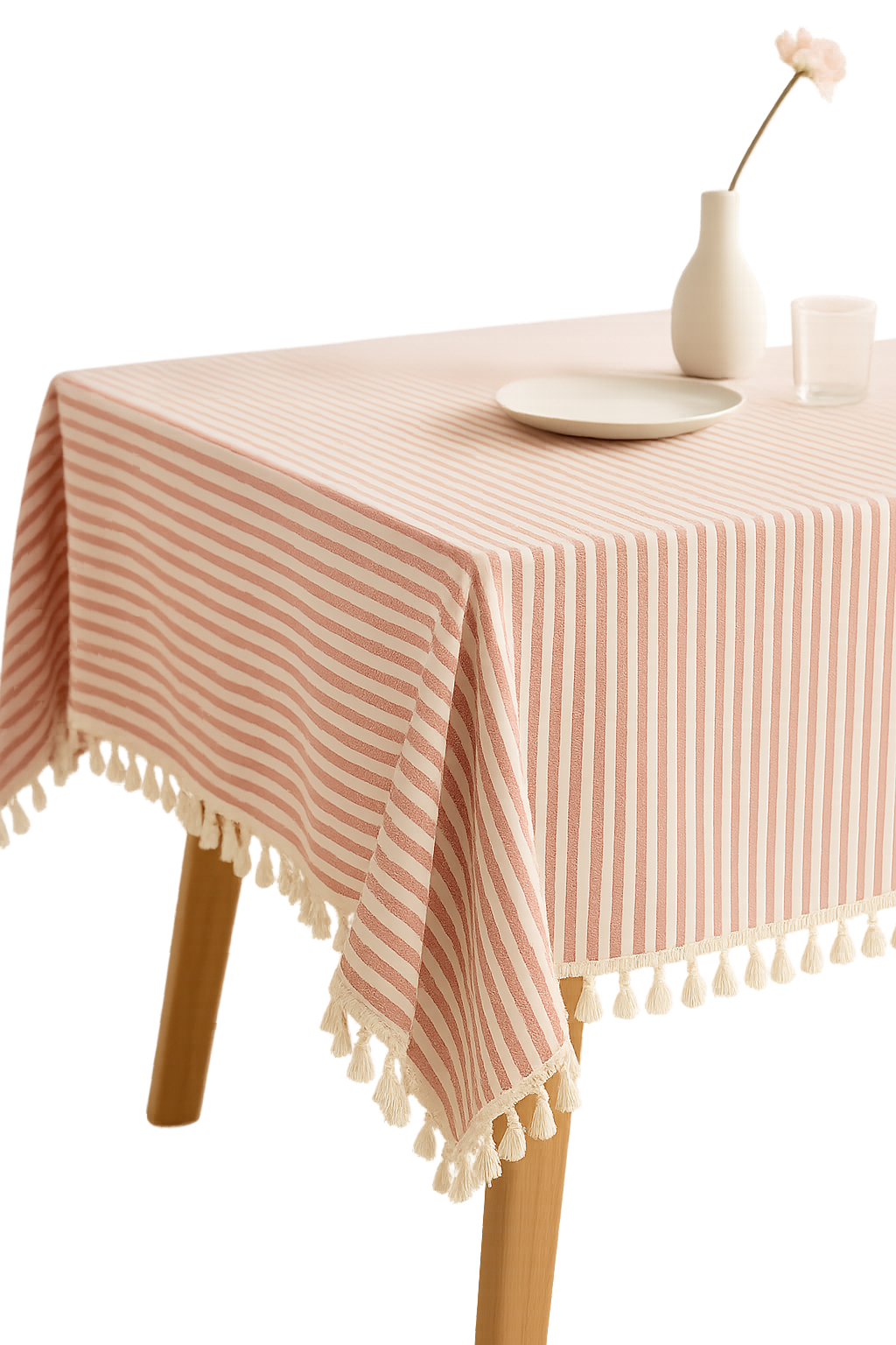 Cotton linen napper stripes bohemian style table - view 2