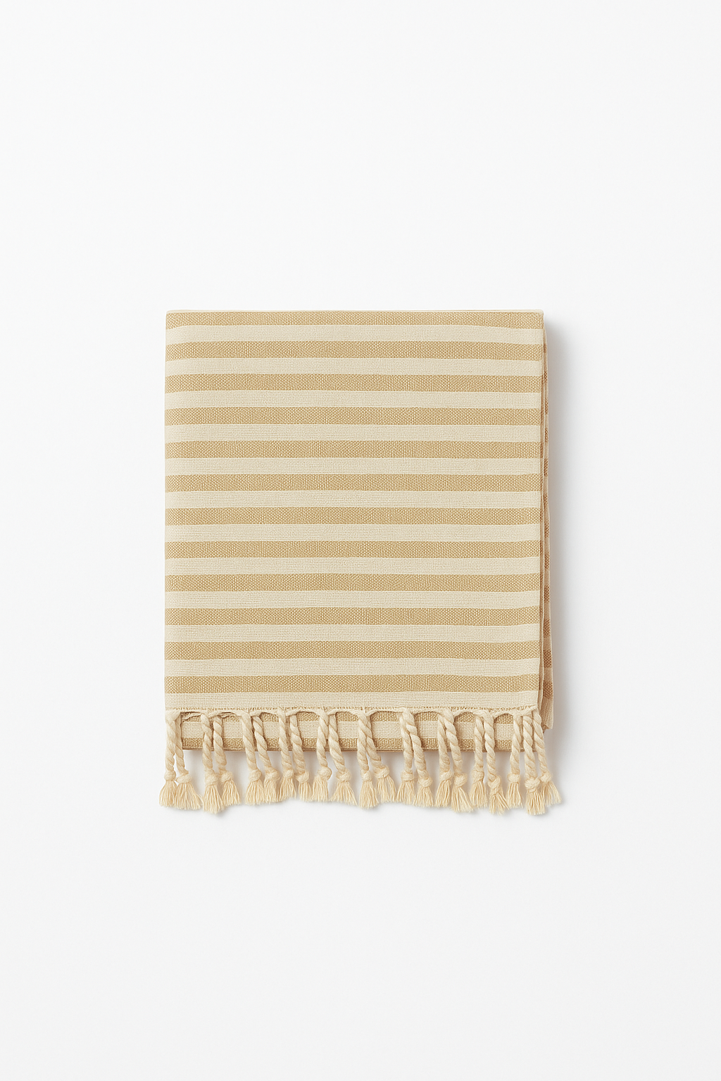 Cotton Linen Striped Tablecloth with Decorative Pom-Poms