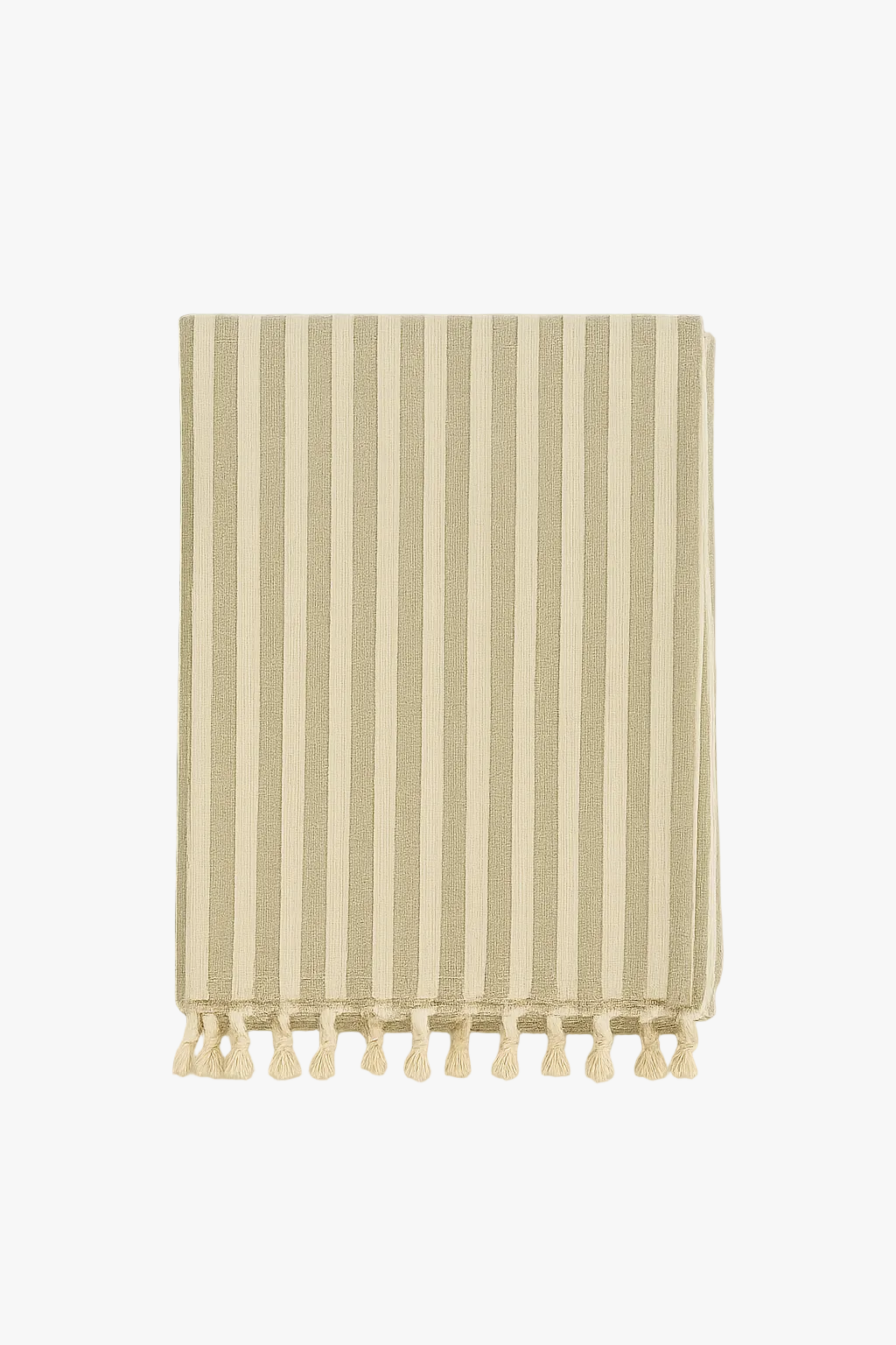 Cotton Linen Striped Tablecloth with Pom-Poms, Modern Style