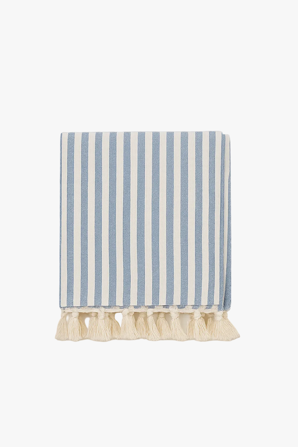 Cotton linen tablecloth bohemian style stripes pom-poms table