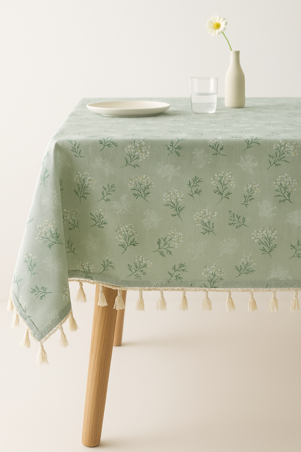 Rectangular Daisy Cotton Tablecloth with Oilproof Finish - view 2
